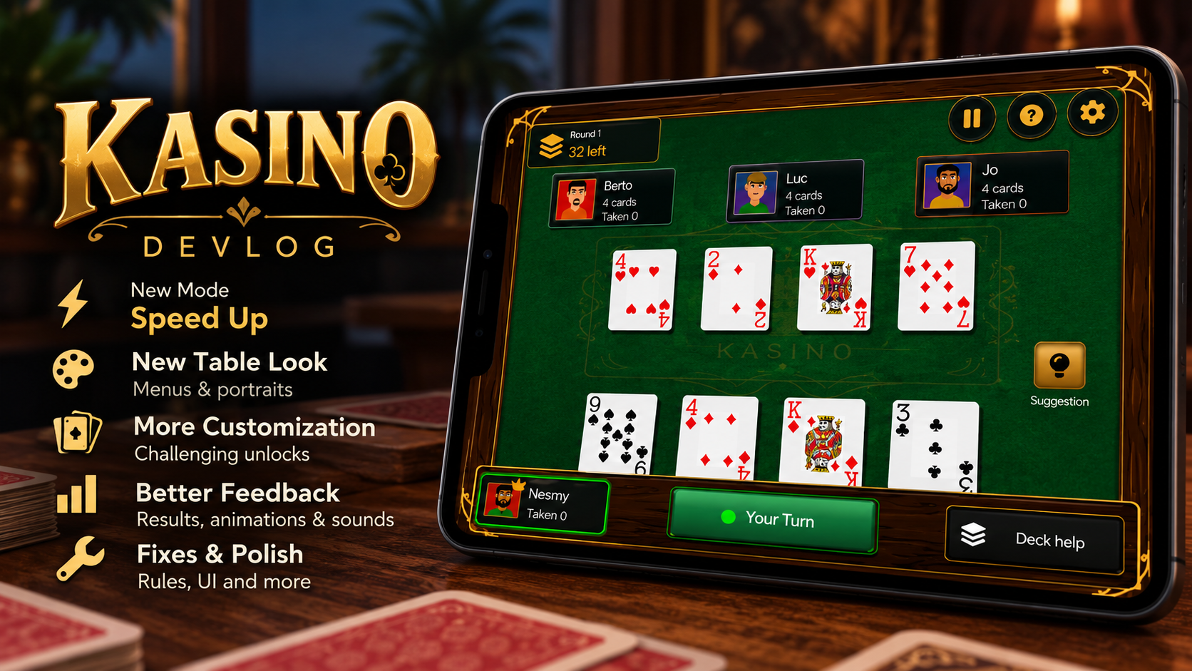 Kasino Devlog #5 — Speed Up, a New Table, and More Polish